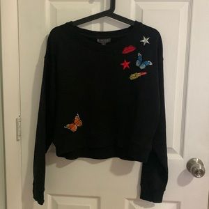Highline black crewneck with embroidered prints